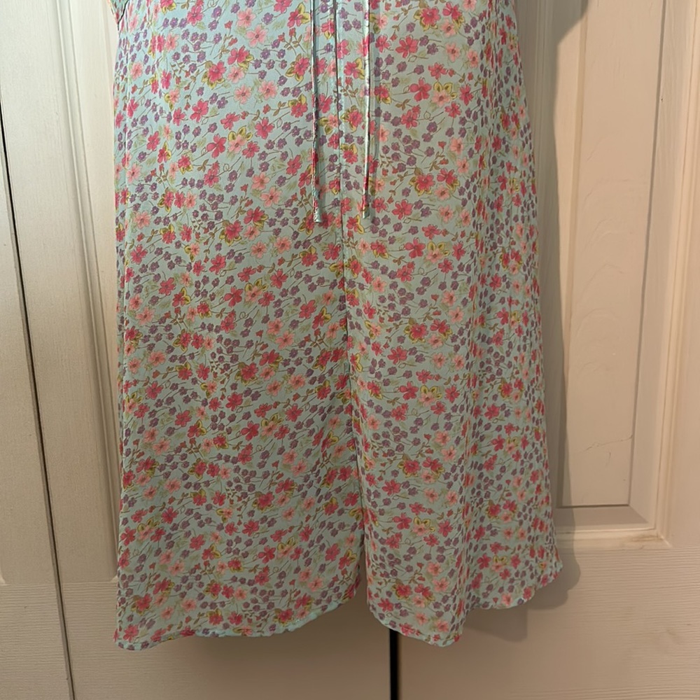Victoria's Secret Vintage 1990s Y2K Blue Floral Open Front Satin Cami Top Medium - Picture 6 of 16